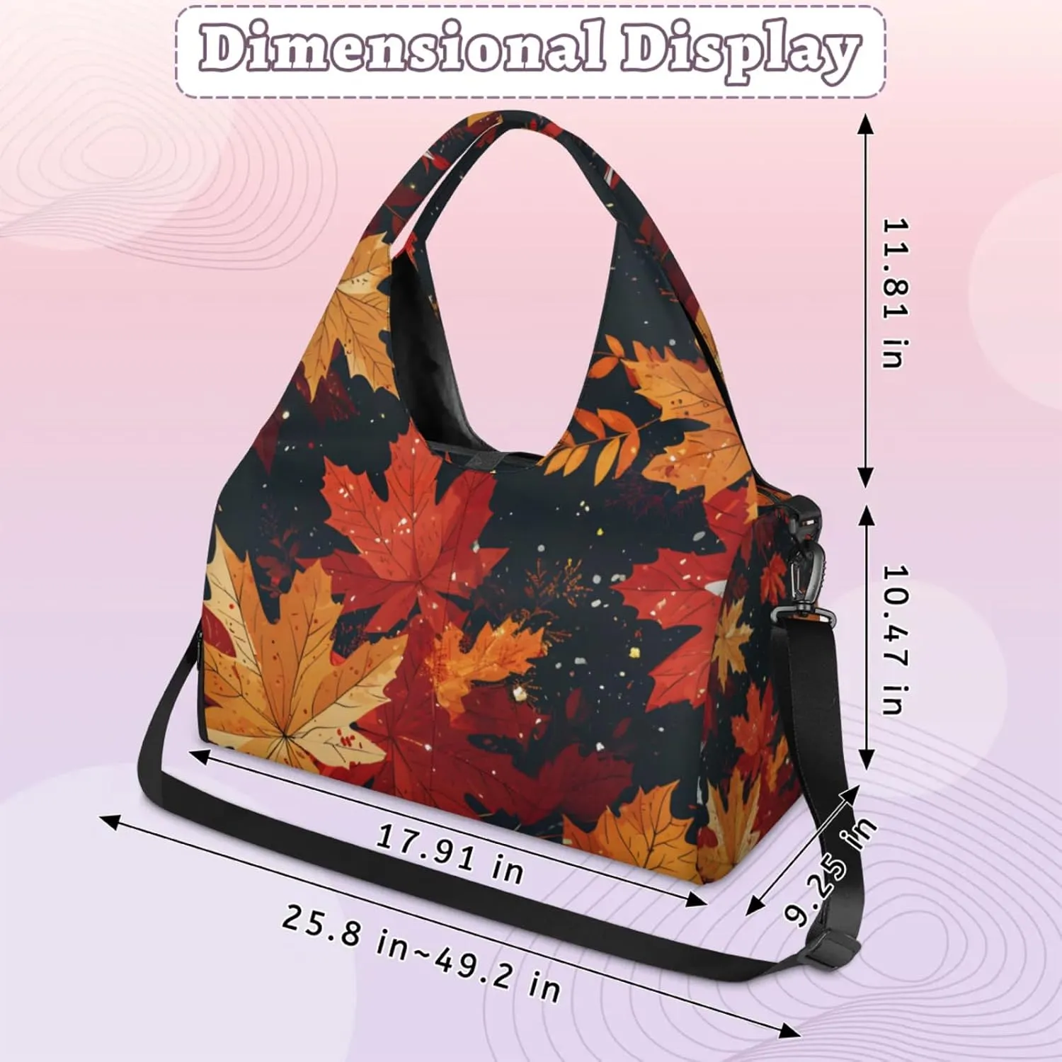 Gym Bag for Women Fallen Maple Leaves Duffel Bag with Shoe Compartment and Yoga Mat Holder Portable Weekender Bags Travel Tote Bags