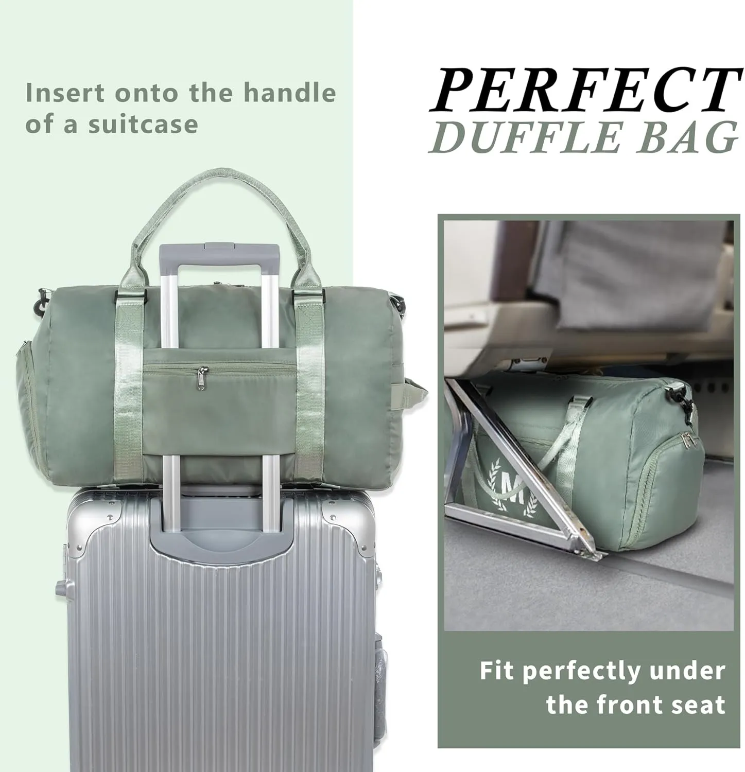 Gym Bag for Women, Personalized Duffle Bag with Shoe Compartment, Sports Bag for Yoga & Dance with Wet Pocket and Mat Strap