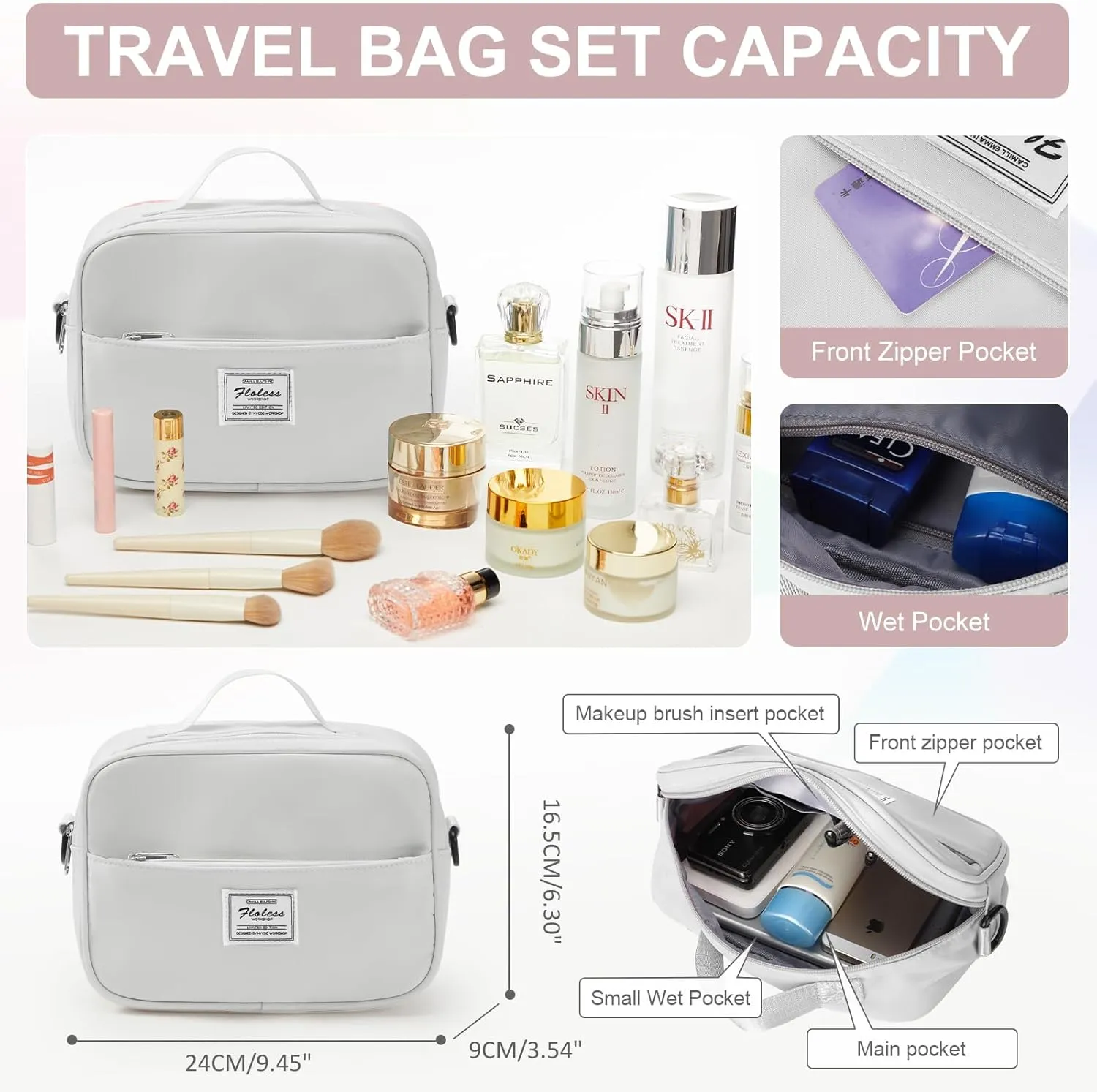 Gym Bag for Women with Shoes Compartment,Small Duffel Bag Sport bag with Toiletry Bag Overnight Travel Tote Bags Weekender Carry on Bag Personal Item Bag for Airlines Grey Pink