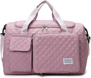 Gym Bag for Women,Sports Travel Duffel Bag, Weekender Overnight Bag with Wet Pocket and Shoes Compartment for Women, Travel,Workout,Gym, Yoga 707 (Dark Pink)