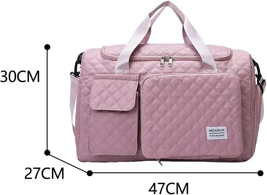 Gym Bag for Women,Sports Travel Duffel Bag, Weekender Overnight Bag with Wet Pocket and Shoes Compartment for Women, Travel,Workout,Gym, Yoga 707 (Dark Pink)