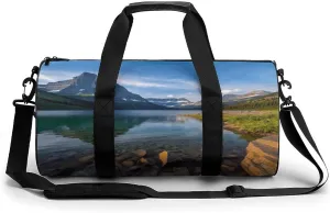 Gym Bag, Glacier National Park Printed Gym Bag,cylinder Gym Bag,sports Luggage Bag,weekend Luggage Bag