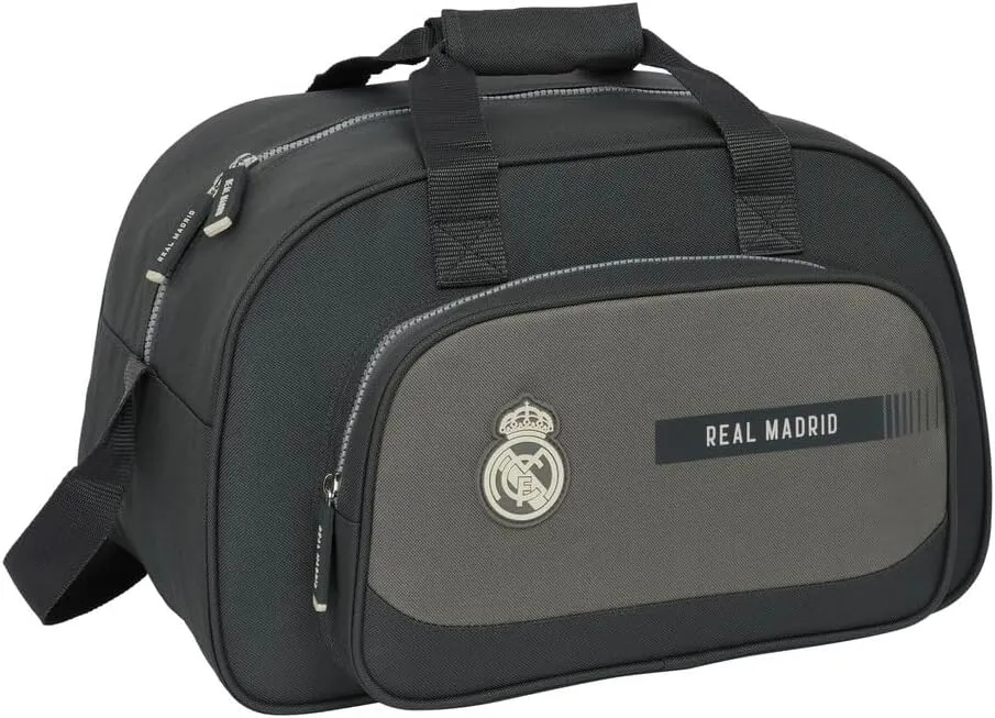 Gym Bag. Real Madrid sports bag. White and gray Madrid FC home kit 24/25 sports bag. Official Licensed R Madrid FC. Soccer equipment. Small gym. Large capacity with many pockets. 16x9x9 inch.