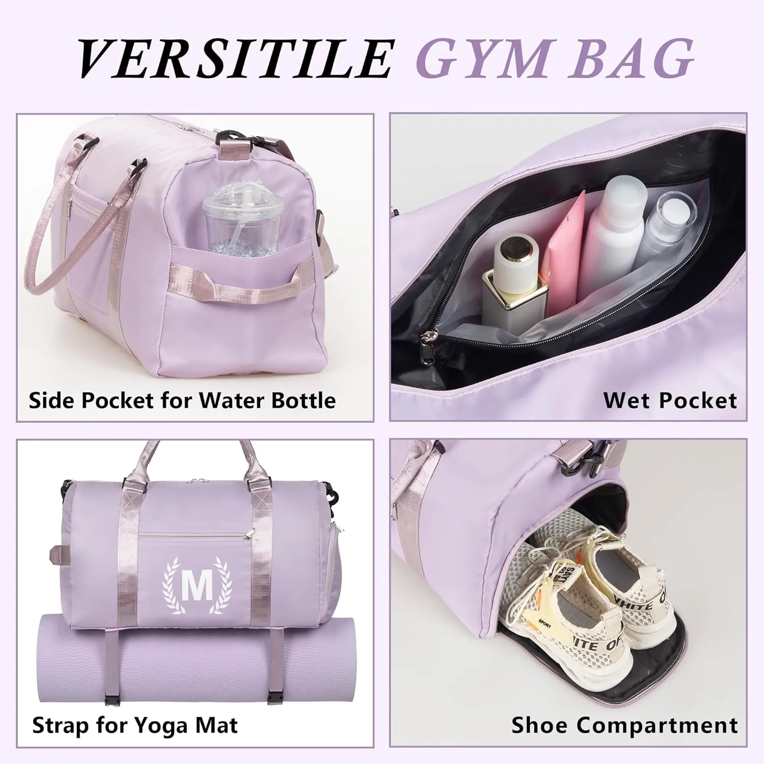 Gym Bag with Shoe Compartment - Personalized Monogrammed Duffle for Sports, Travel, and Workout with Initials