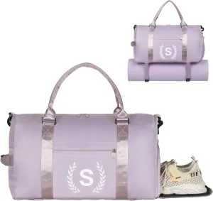 Gym Bag with Shoe Compartment - Personalized Monogrammed Duffle for Sports, Travel, and Workout with Initials