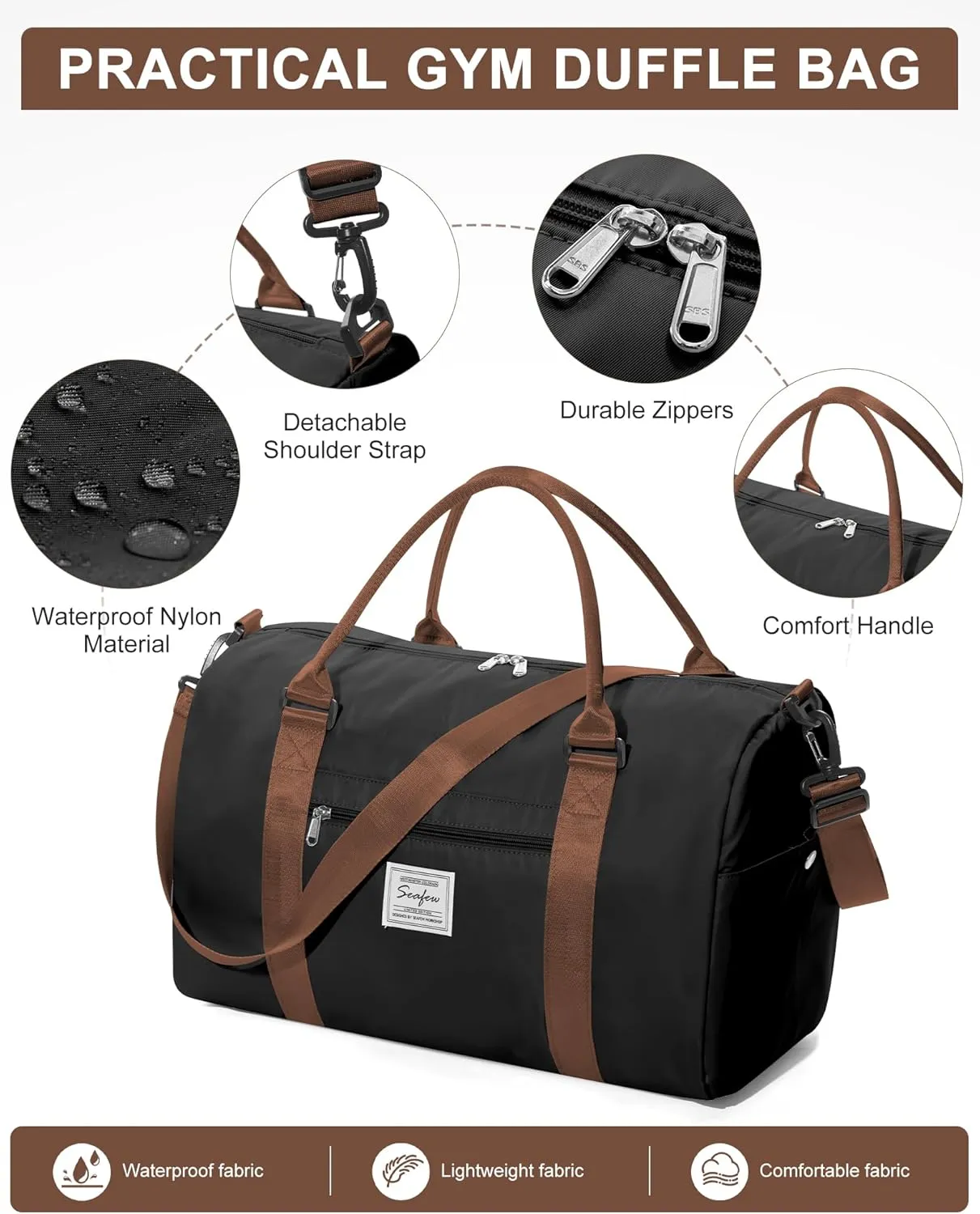 Gym Bag Womens Mens with Shoes Compartment and Wet Pocket Travel Duffel Bag for Women for Plane Sport Gym Tote Bags Swimming Yoga Waterproof Weekend Overnight Carry on Bag Hospital Holdalls