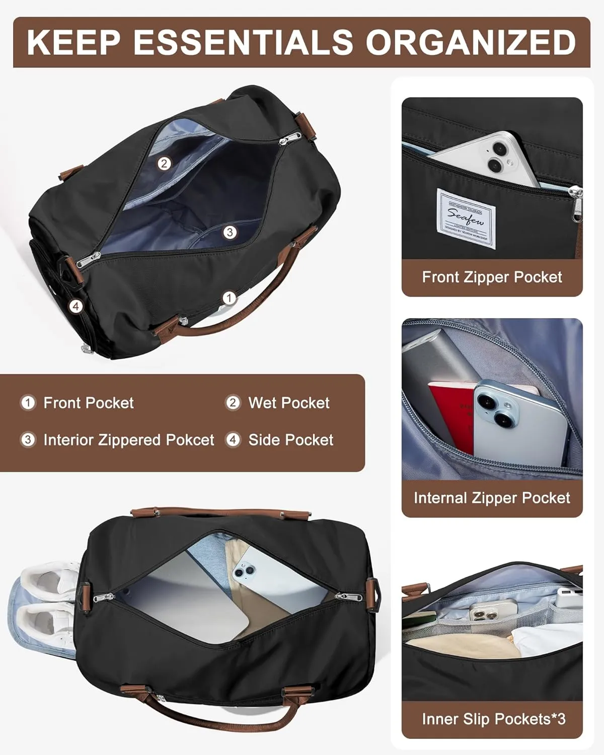Gym Bag Womens Mens with Shoes Compartment and Wet Pocket Travel Duffel Bag for Women for Plane Sport Gym Tote Bags Swimming Yoga Waterproof Weekend Overnight Carry on Bag Hospital Holdalls