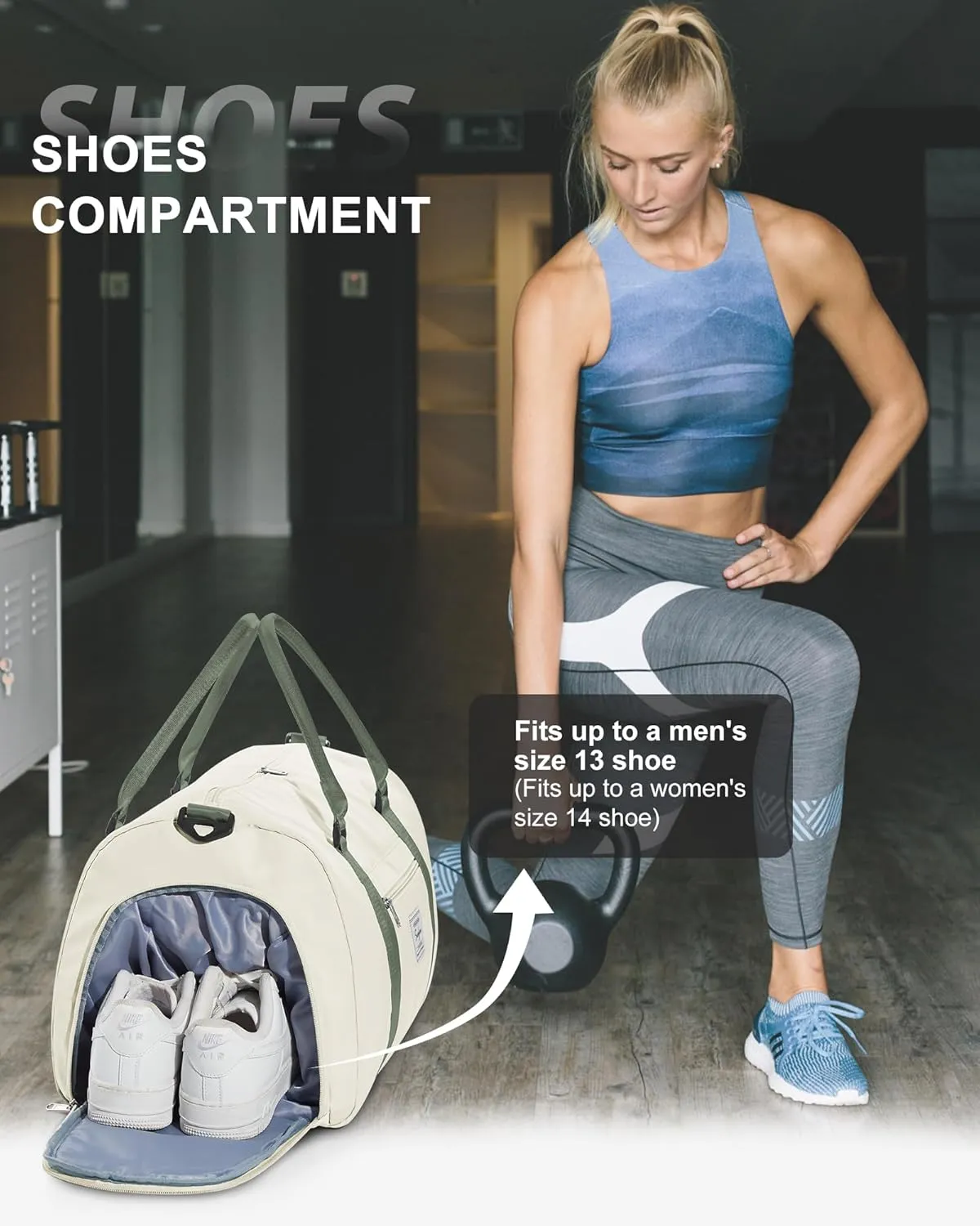 Gym Bag Womens Mens with Shoes Compartment and Wet Pocket Travel Duffel Bag for Women for Plane Sport Gym Tote Bags Swimming Yoga Waterproof Weekend Overnight Carry on Bag Hospital Holdalls