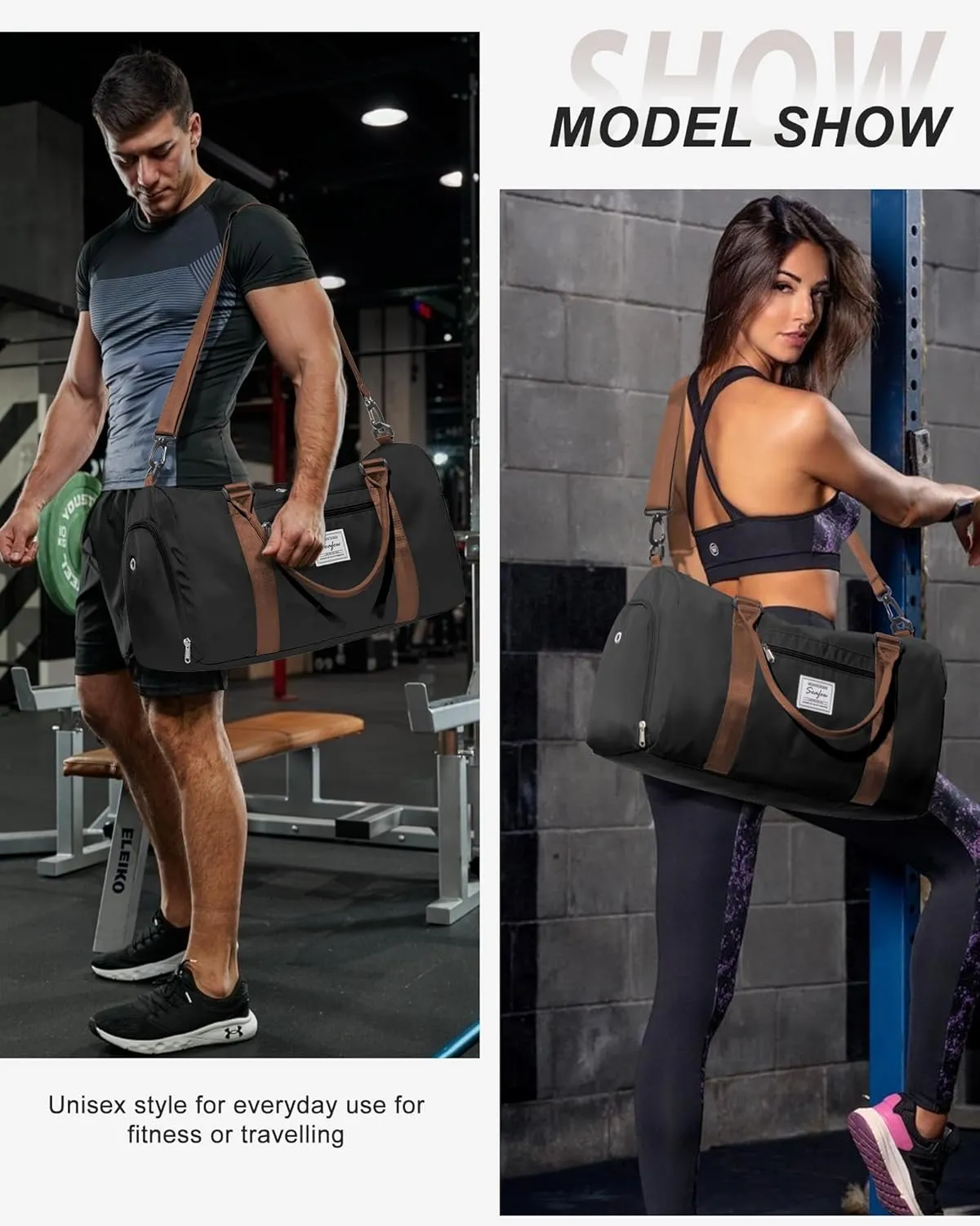 Gym Bag Womens Mens with Shoes Compartment and Wet Pocket Travel Duffel Bag for Women for Plane Sport Gym Tote Bags Swimming Yoga Waterproof Weekend Overnight Carry on Bag Hospital Holdalls