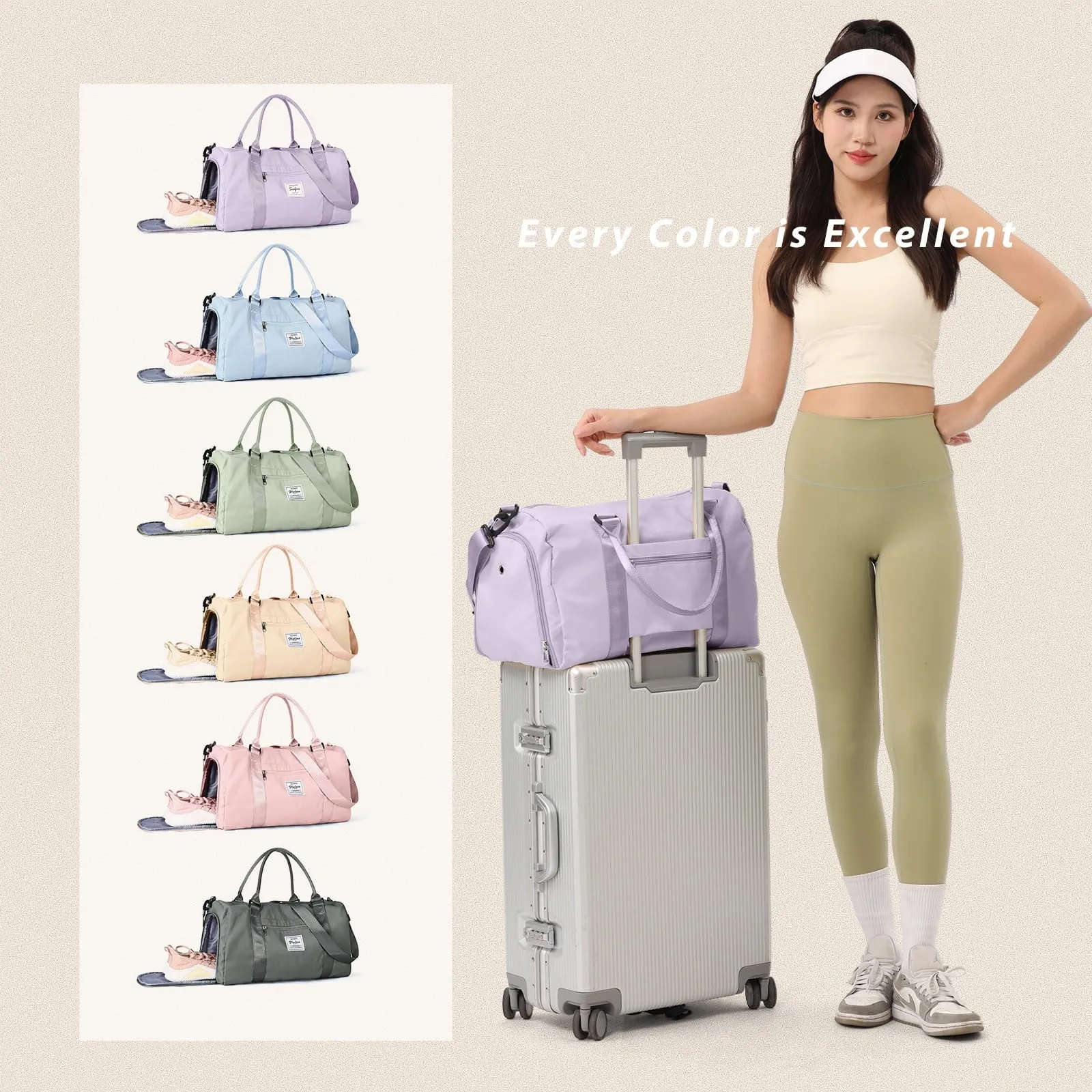 Gym Bag Womens Mens with Shoes Compartment and Wet Pocket,Travel Duffel Bag for Women for Plane,Sport Gym Tote Bags Swimming Yoga,Waterproof Weekend Overnight Bag Carry on Bag Hospital Holdalls