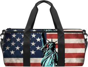 Gym Bags for Women,Duffle Bag for Travel,American Flag Statue of Liberty,Gym Bag for Men
