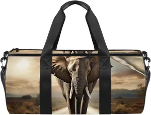 Gym Bags for Women,Duffle Bag for Travel,Asian Elephant Walk,Gym Bag for Men