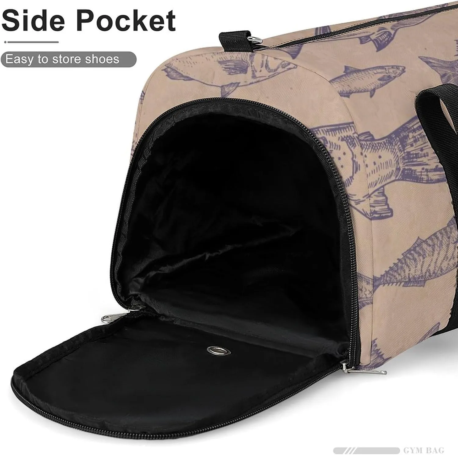 Gym Duffel Bag with Shoe Compartment Wet Pocket, Anchovys Herrings Travel Bag for Men Women