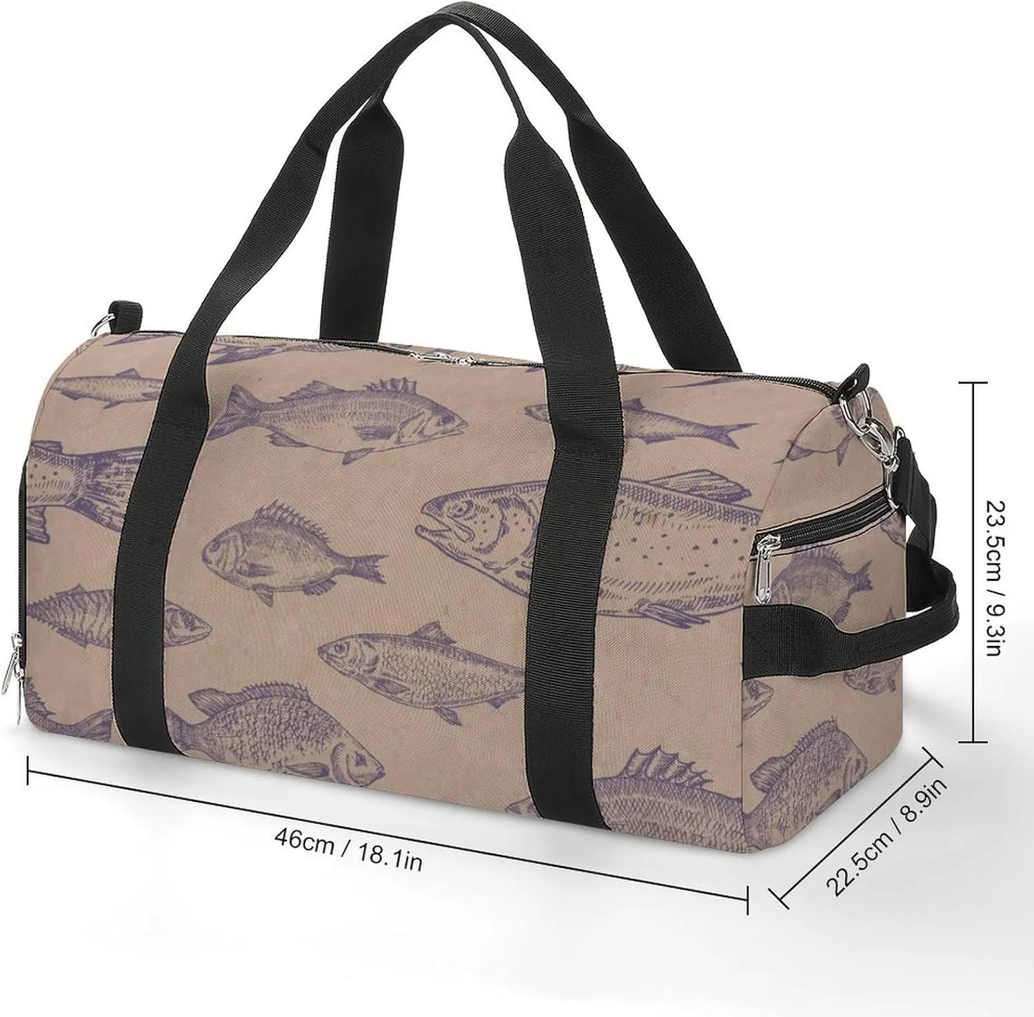 Gym Duffel Bag with Shoe Compartment Wet Pocket, Anchovys Herrings Travel Bag for Men Women
