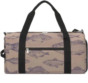 Gym Duffel Bag with Shoe Compartment Wet Pocket, Anchovys Herrings Travel Bag for Men Women
