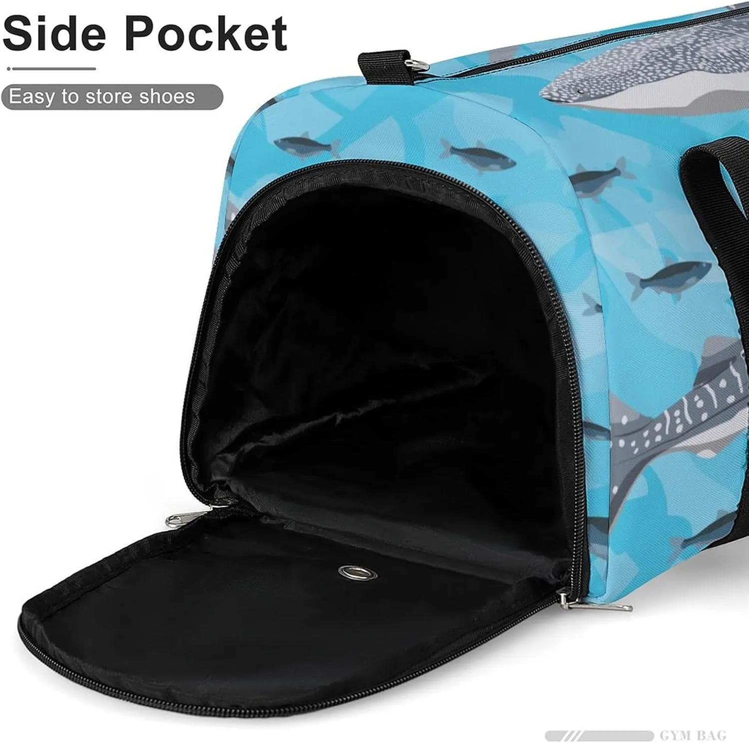 Gym Duffel Bag with Shoe Compartment Wet Pocket, Blue Sharks Travel Bag for Men Women, style-2