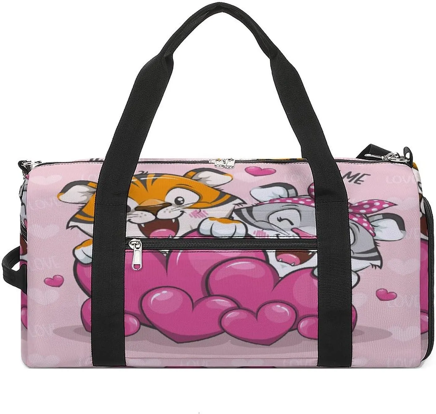 Gym Duffel Bag with Shoe Compartment Wet Pocket, Couple Love Cute Tigers Travel Bag for Men Women, style
