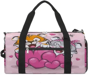 Gym Duffel Bag with Shoe Compartment Wet Pocket, Couple Love Cute Tigers Travel Bag for Men Women, style