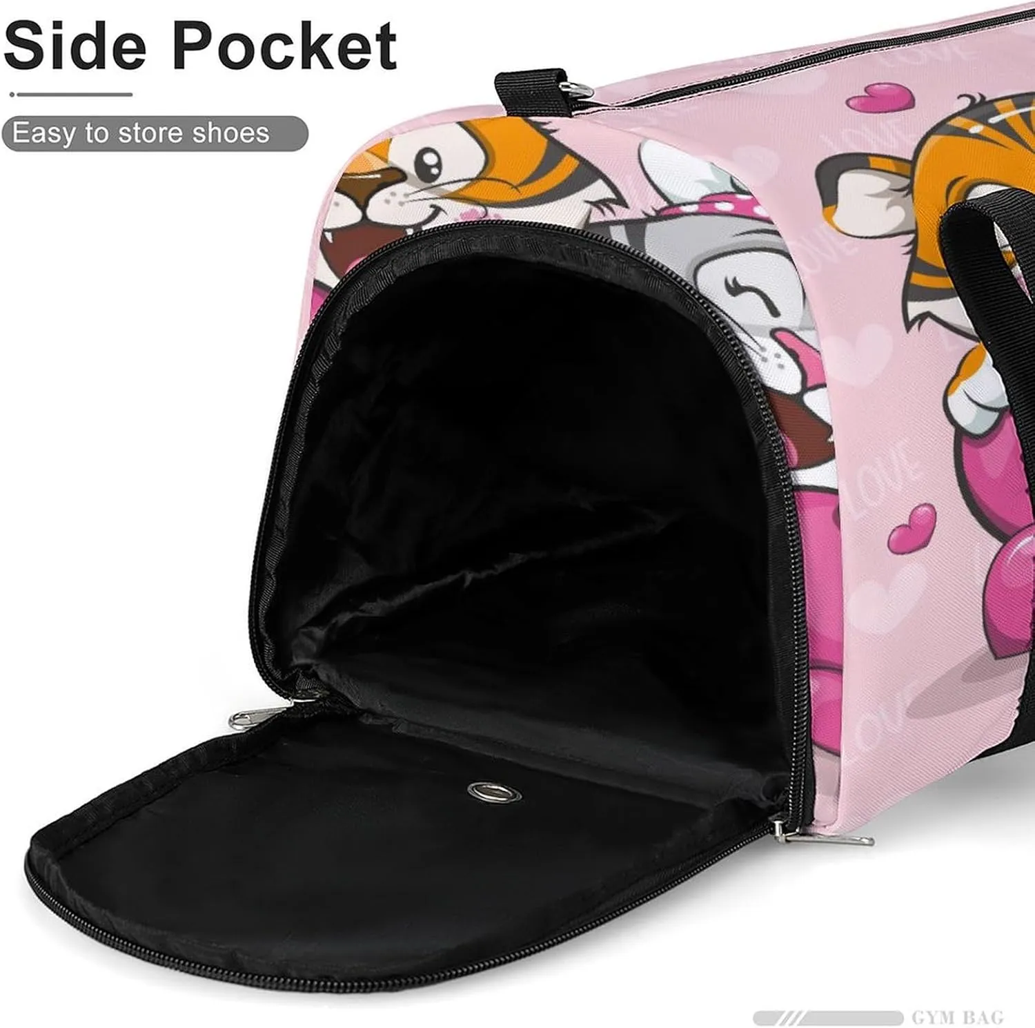 Gym Duffel Bag with Shoe Compartment Wet Pocket, Couple Love Cute Tigers Travel Bag for Men Women, style
