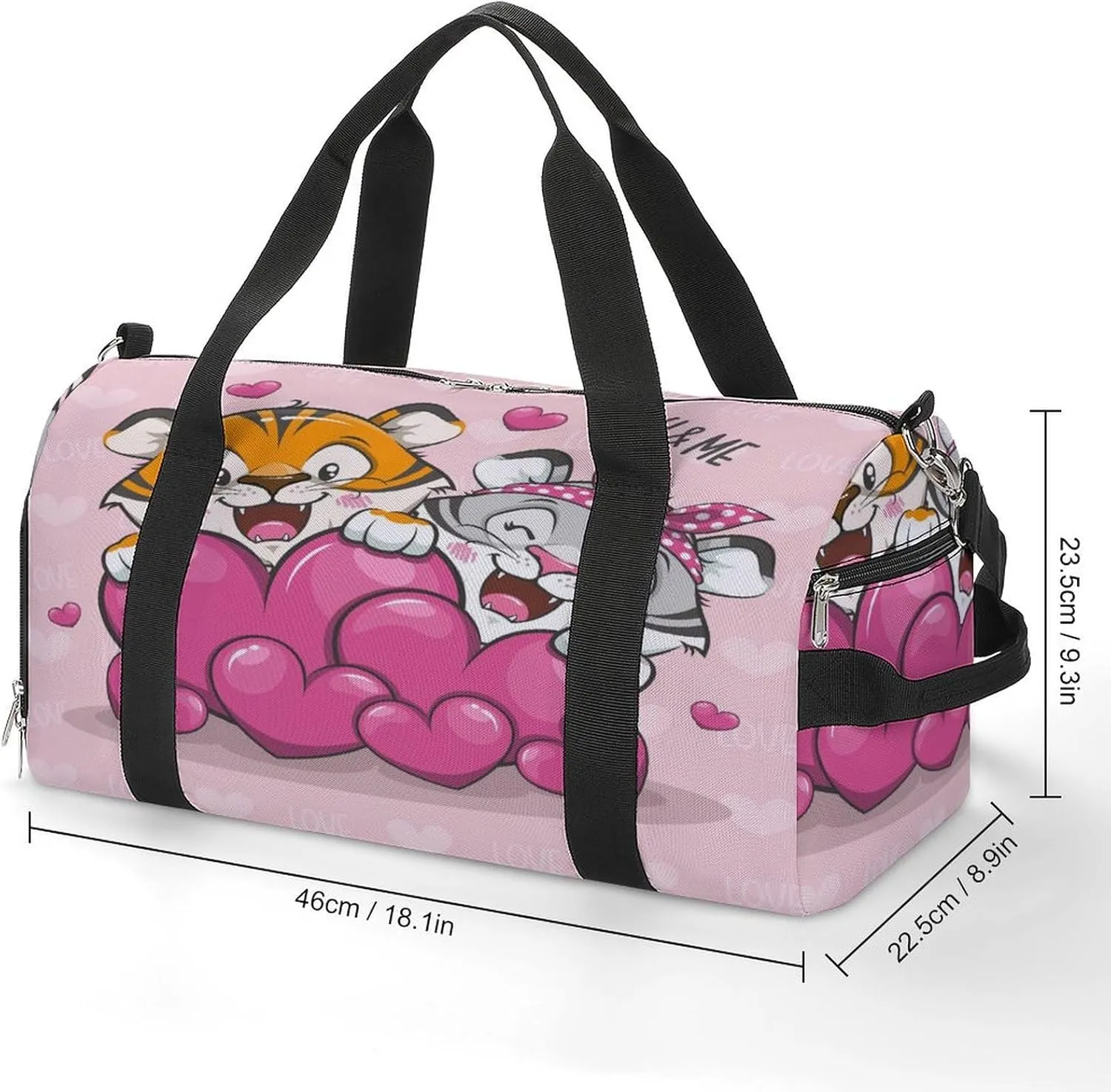 Gym Duffel Bag with Shoe Compartment Wet Pocket, Couple Love Cute Tigers Travel Bag for Men Women, style