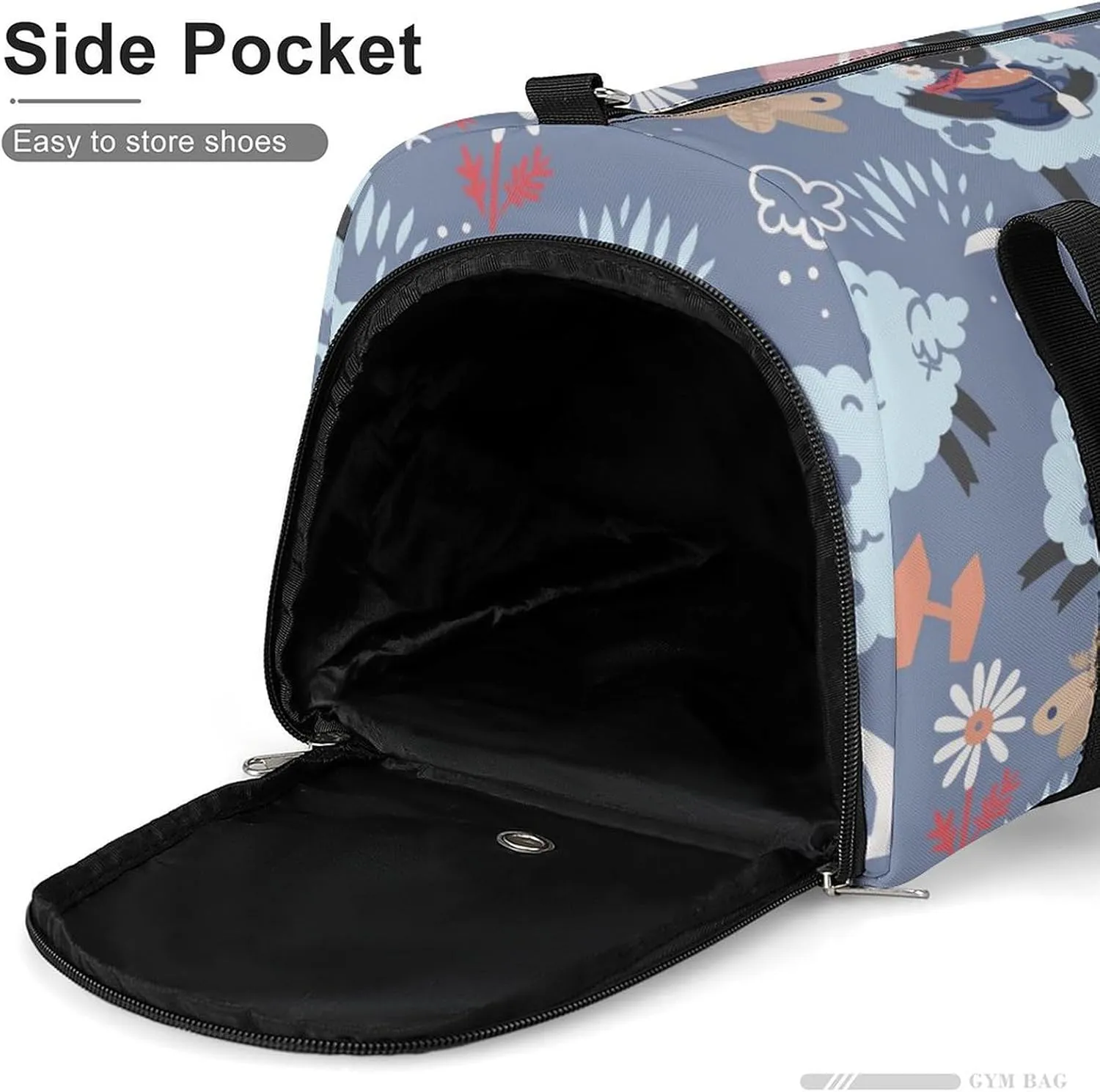 Gym Duffel Bag with Shoe Compartment Wet Pocket, Cute Sleepy Lambs Travel Bag for Men Women, style