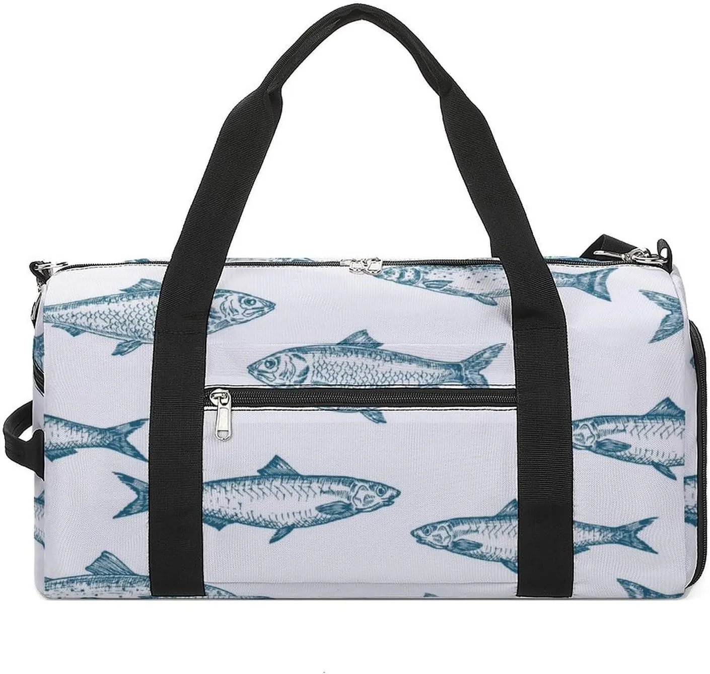 Gym Duffel Bag with Shoe Compartment Wet Pocket, Fish Travel Bag for Men Women