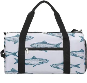 Gym Duffel Bag with Shoe Compartment Wet Pocket, Fish Travel Bag for Men Women