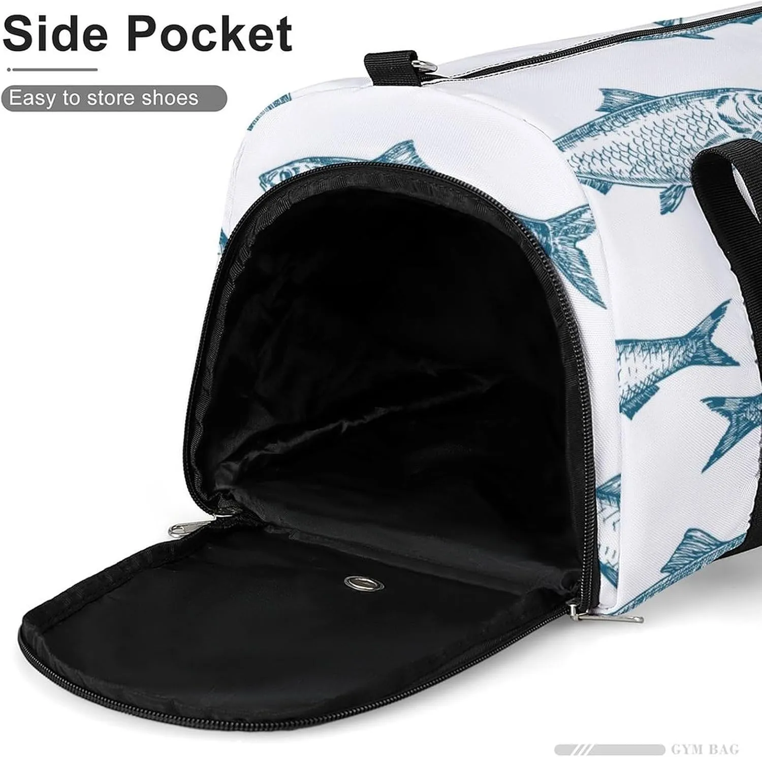 Gym Duffel Bag with Shoe Compartment Wet Pocket, Fish Travel Bag for Men Women