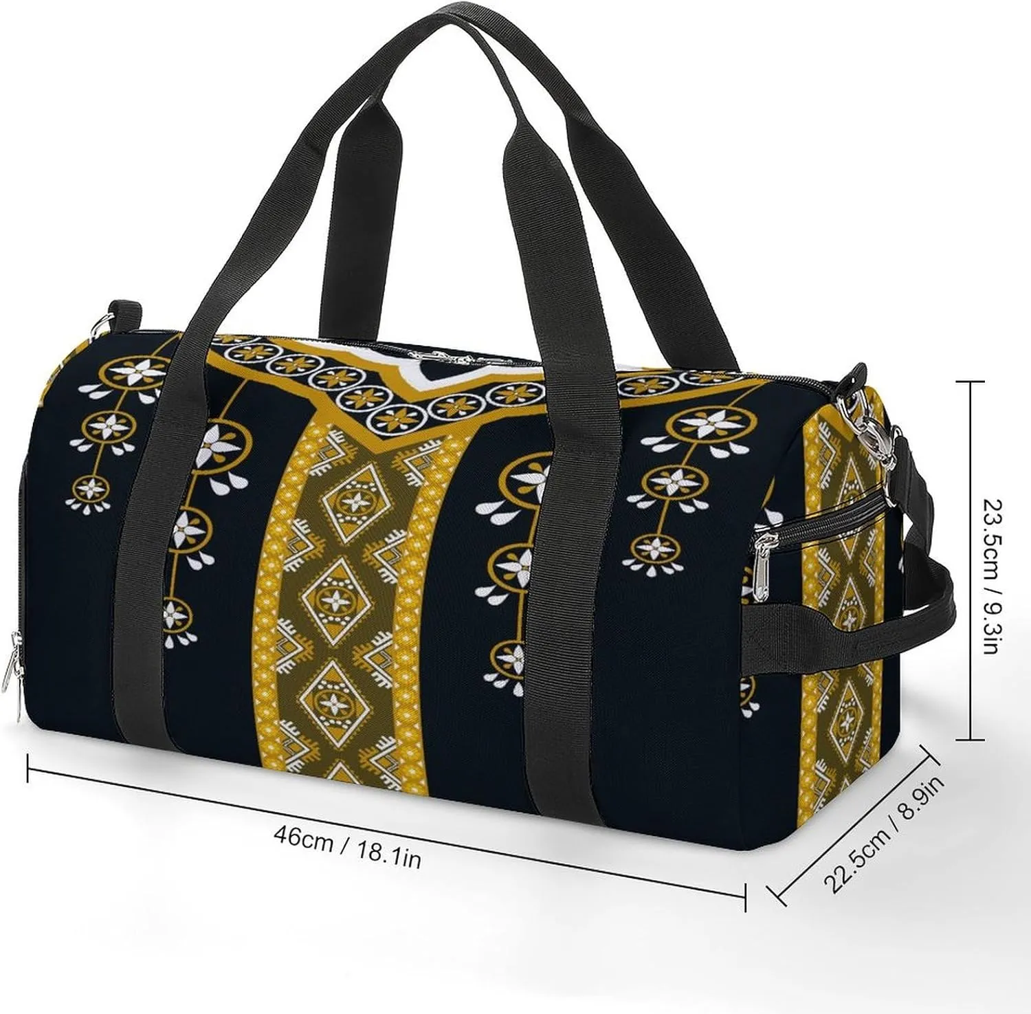 Gym Duffel Bag with Shoe Compartment Wet Pocket, Hanging Collar Pattern Travel Bag for Men Women, style-3