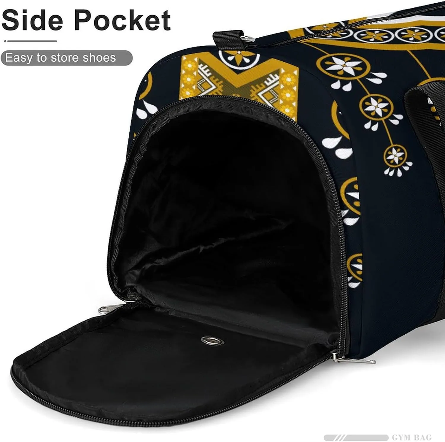 Gym Duffel Bag with Shoe Compartment Wet Pocket, Hanging Collar Pattern Travel Bag for Men Women, style-3