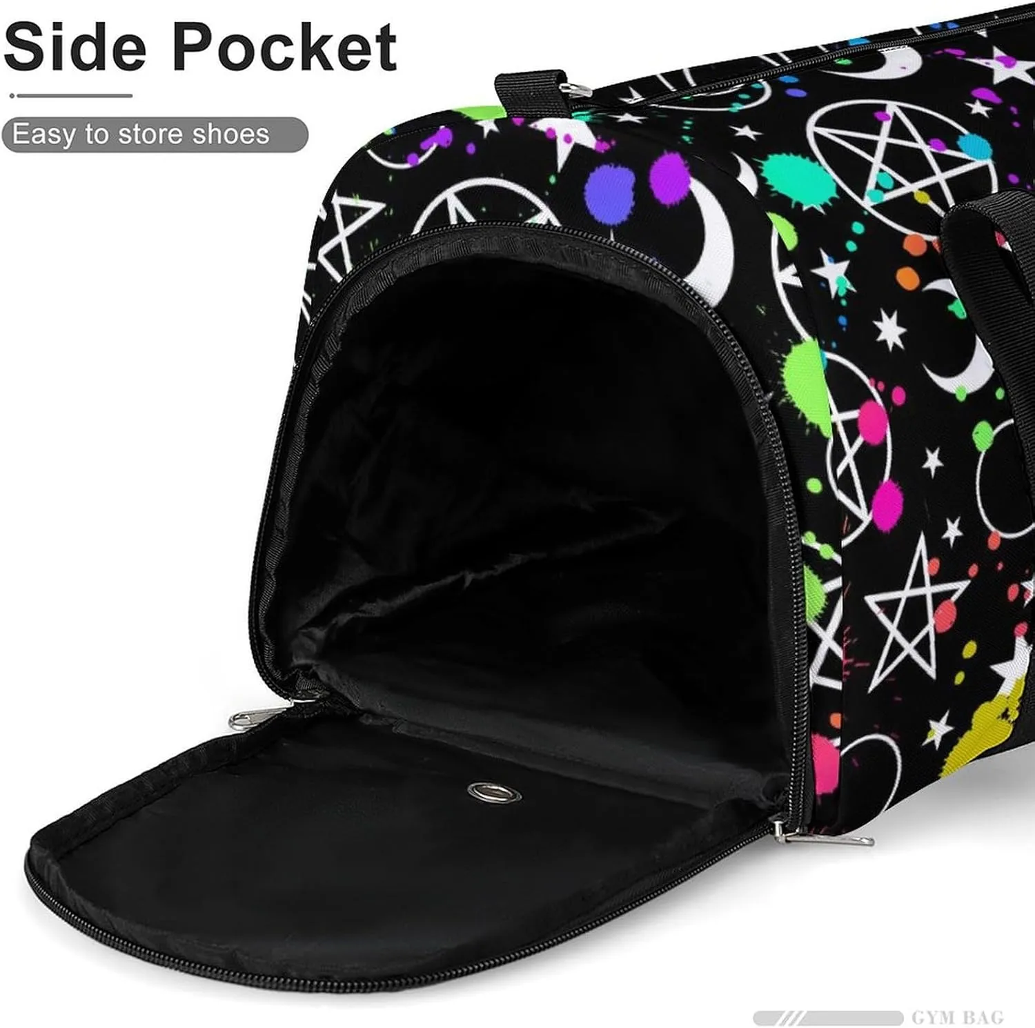 Gym Duffel Bag with Shoe Compartment Wet Pocket, Mystical Esoteric Pattern Moon Magic Travel Bag for Men Women, style-2