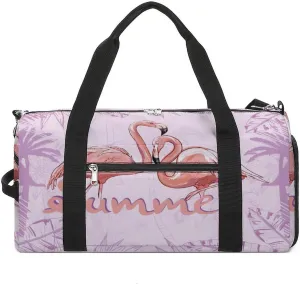 Gym Duffel Bag with Shoe Compartment Wet Pocket, Pink Flamingo Travel Bag for Men Women, style-1
