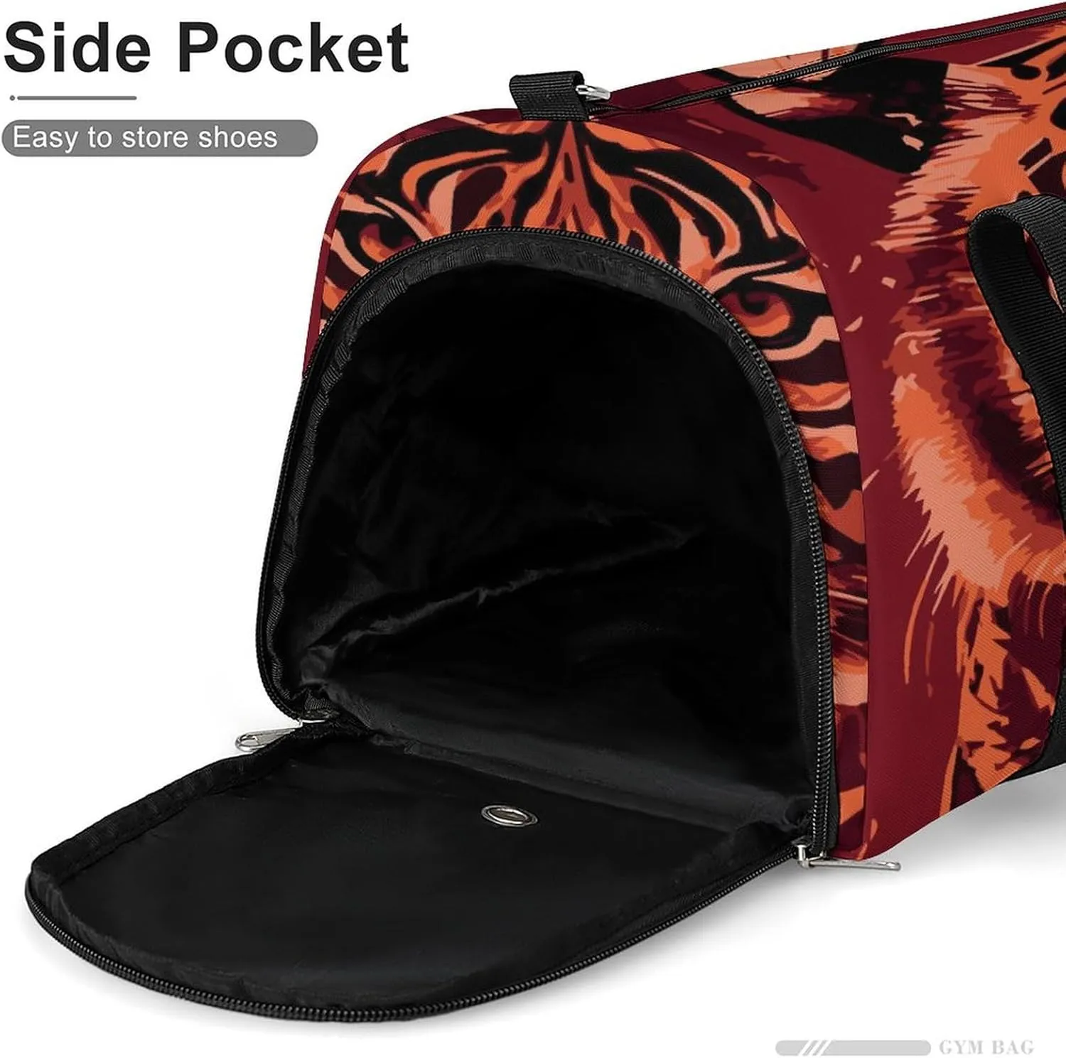 Gym Duffel Bag with Shoe Compartment Wet Pocket, Tigers Chinese Travel Bag for Men Women