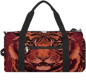 Gym Duffel Bag with Shoe Compartment Wet Pocket, Tigers Chinese Travel Bag for Men Women
