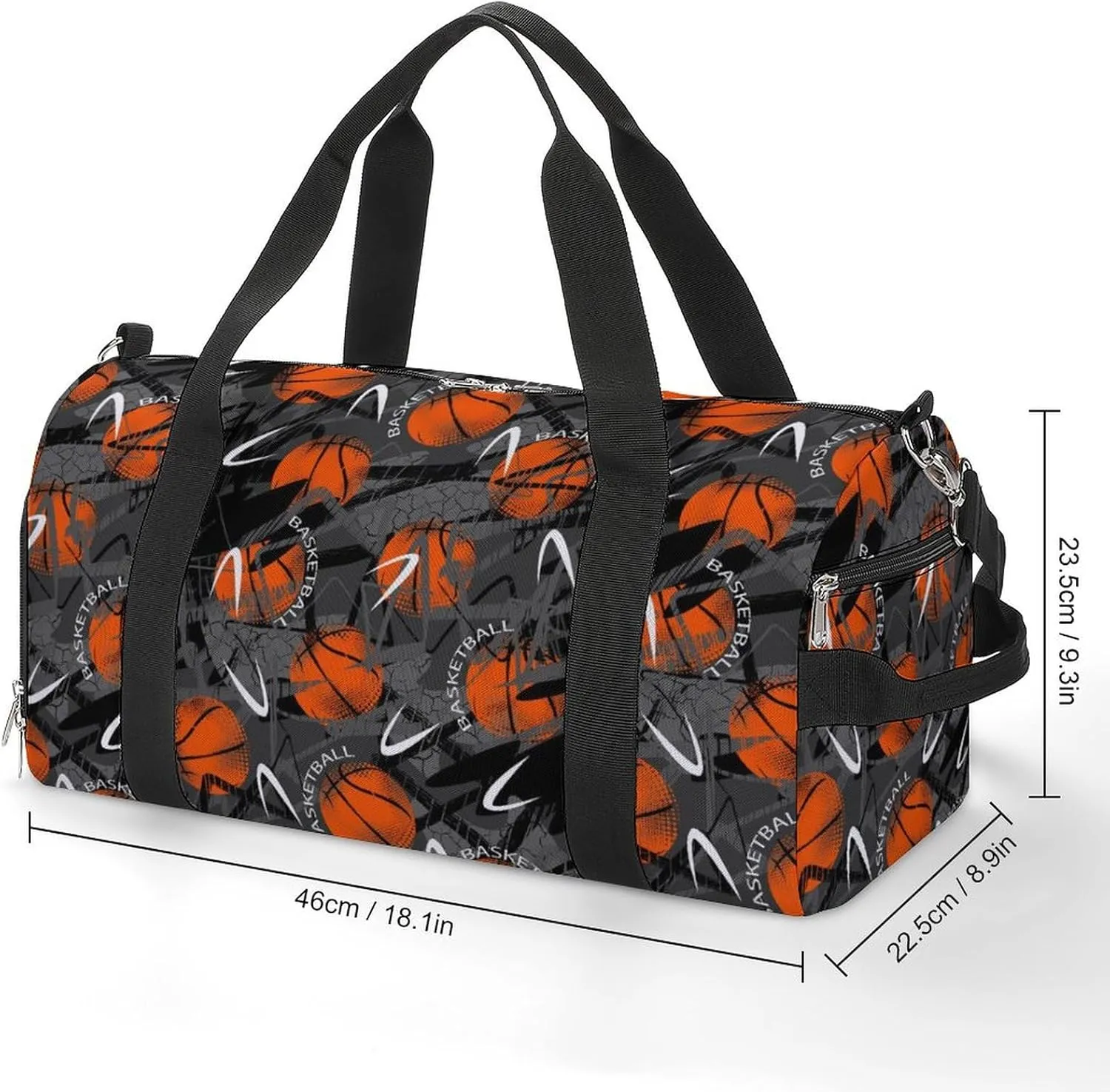 Gym Duffel Bag with Shoe Compartment Wet Pocket, Urban Style Modern with Basketball Travel Bag for Men Women
