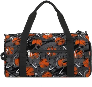 Gym Duffel Bag with Shoe Compartment Wet Pocket, Urban Style Modern with Basketball Travel Bag for Men Women