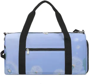 Gym Duffel Bag with Shoe Compartment Wet Pocket, White Dandelions Travel Bag for Men Women