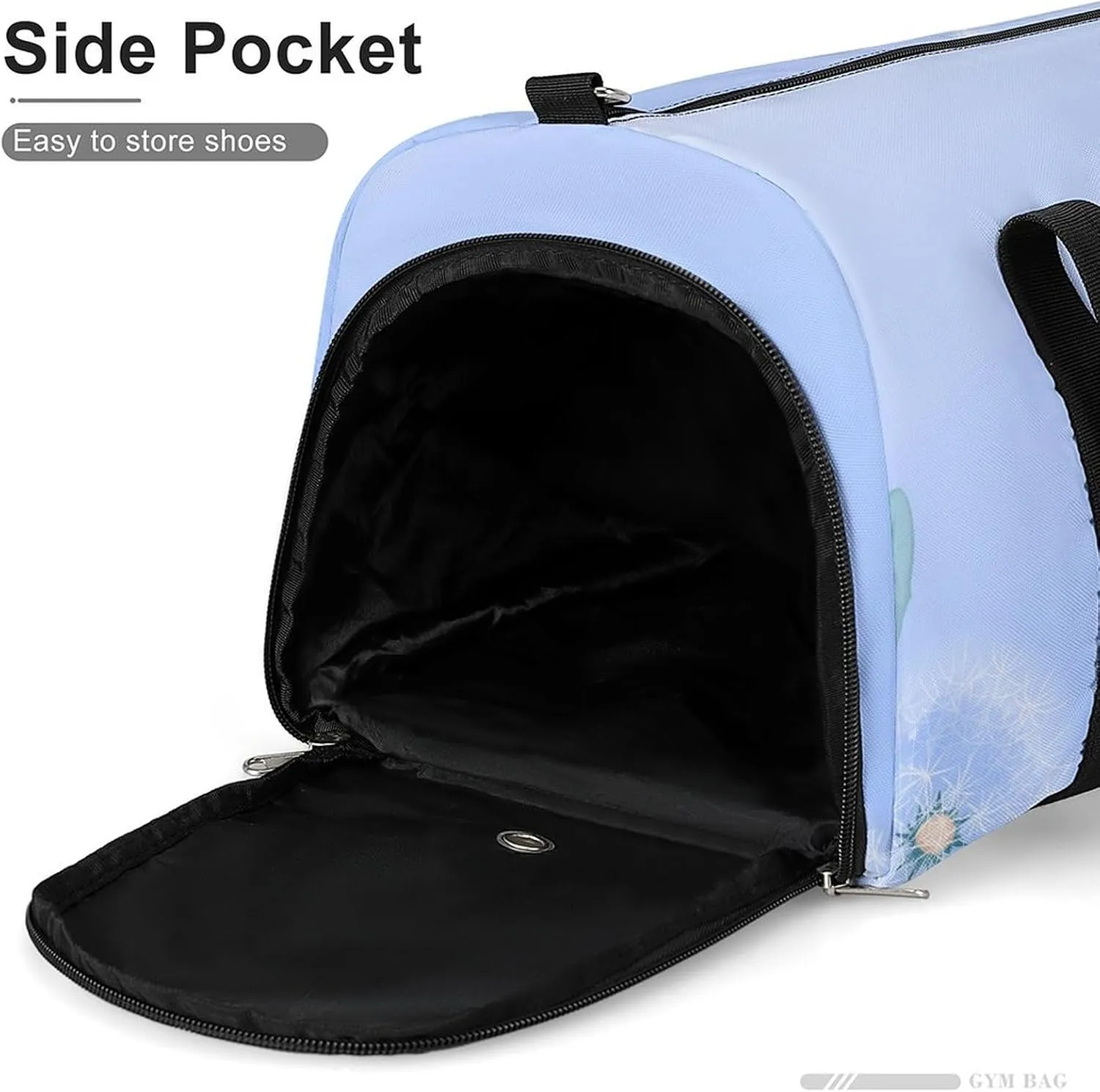 Gym Duffel Bag with Shoe Compartment Wet Pocket, White Dandelions Travel Bag for Men Women