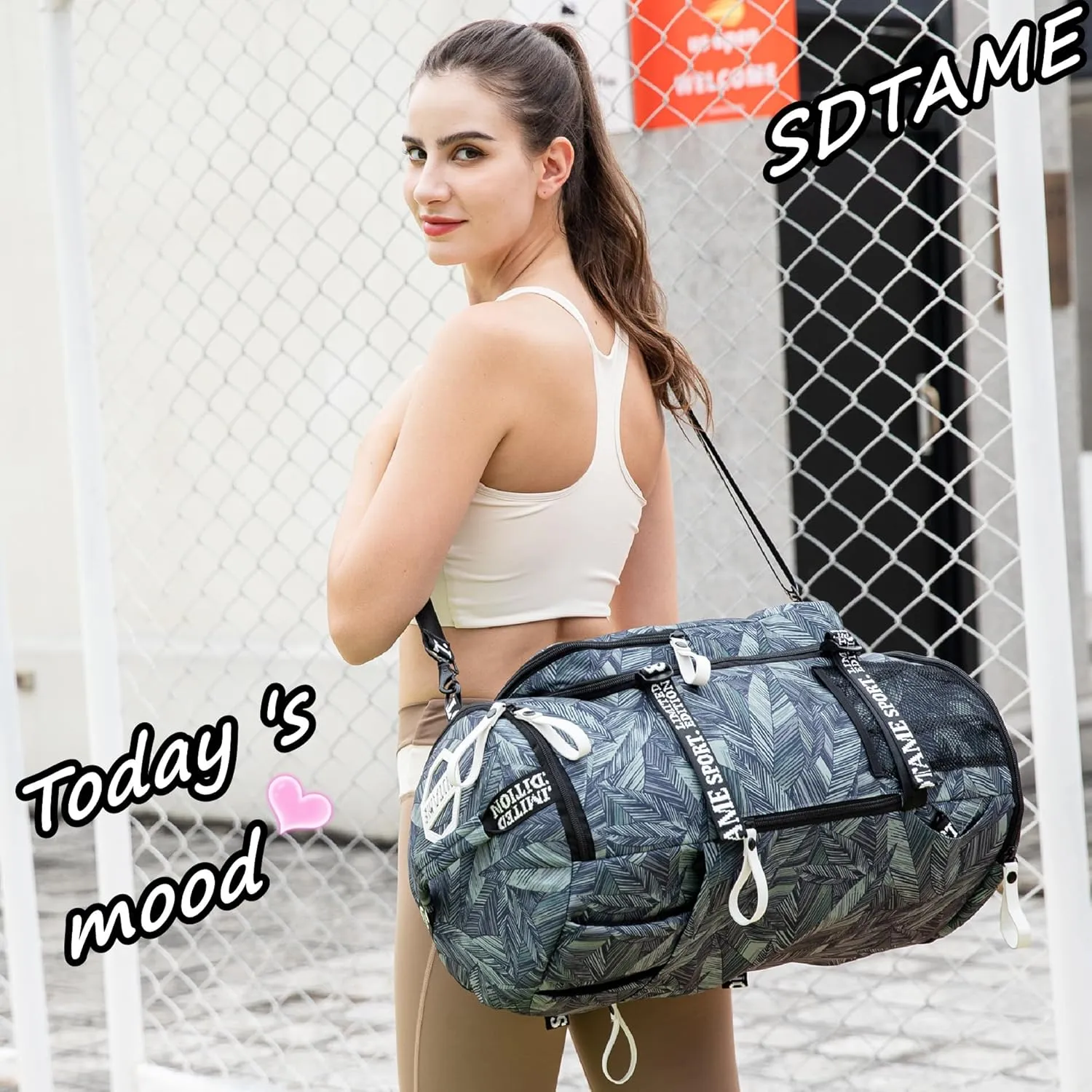 Gym Duffle Bag Backpack with Shoe Compartment,4 ways Travel Backpack for Women and Men,Multi-Functional Weekender bag with Waterproof Layer&Laptop Compartment for Fitness, Travel,Camping