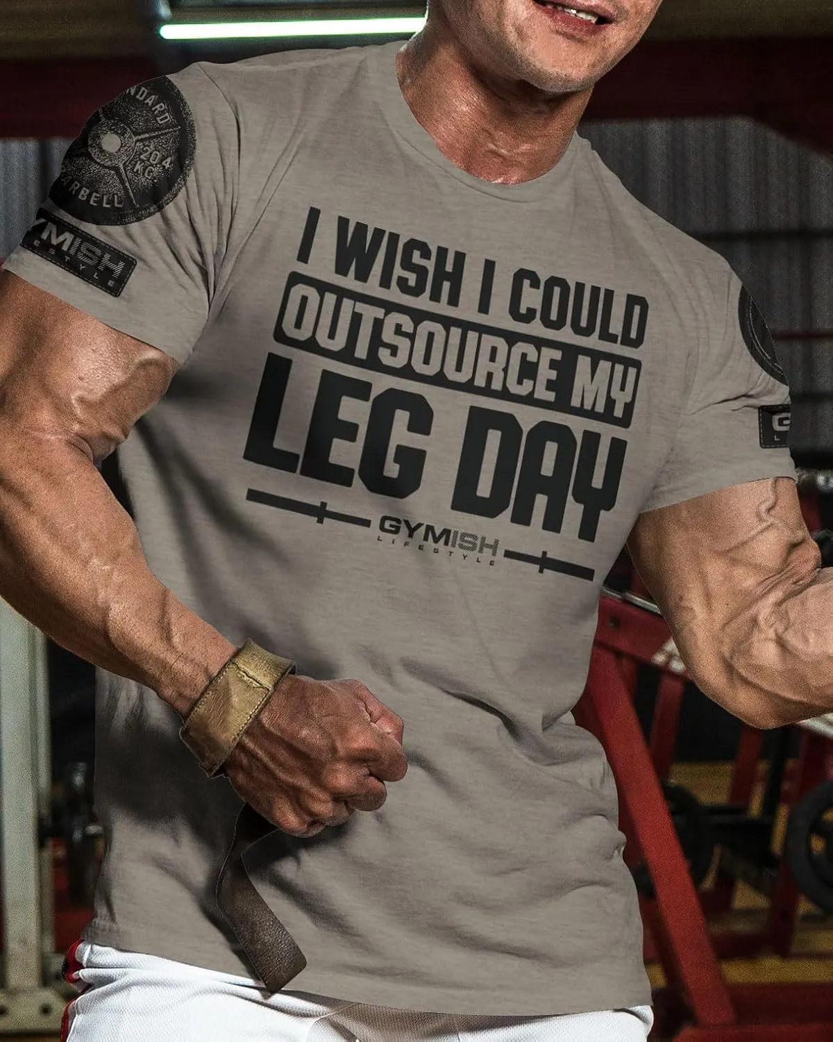 Gymish Lifestyle Outsource Leg Day Mens Bodybuilding T-Shirts Graphic Tees Short Sleeve Workout Shirt