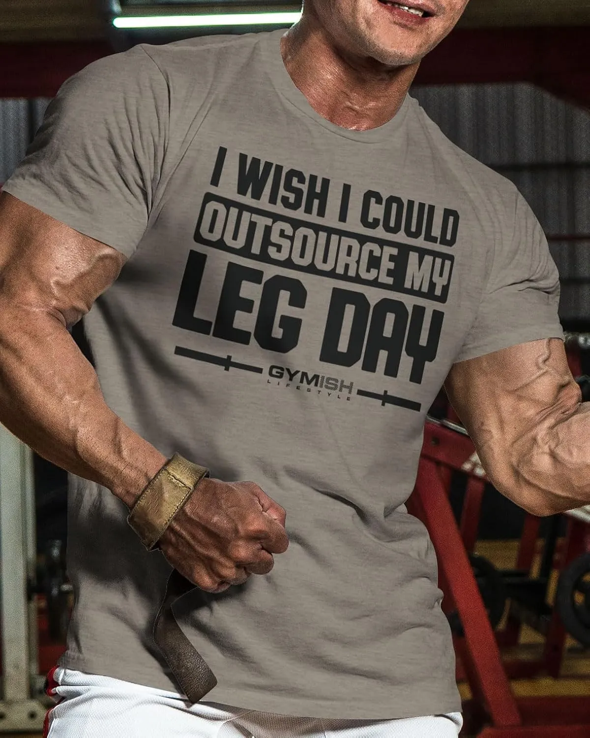 Gymish Lifestyle Outsource Leg Day Mens Bodybuilding T-Shirts Graphic Tees Short Sleeve Workout Shirt