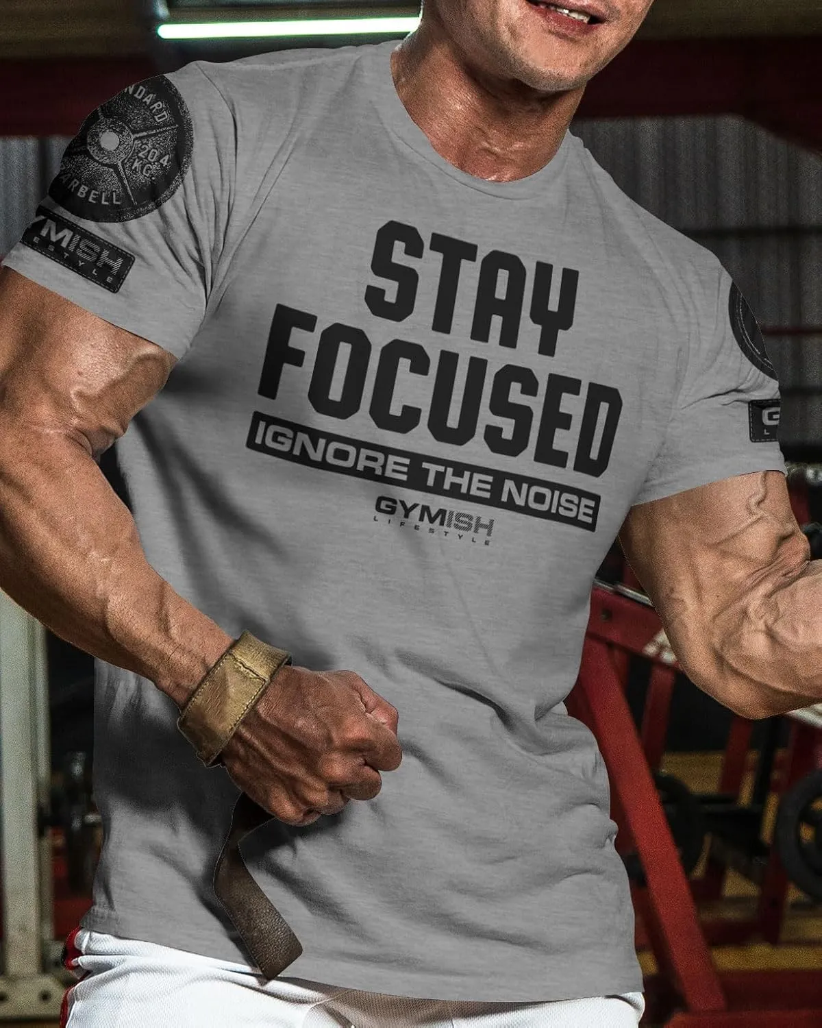 Gymish Lifestyle Stay Focused Mens Bodybuilding T-Shirts Graphic Tees Short Sleeve Workout Shirt