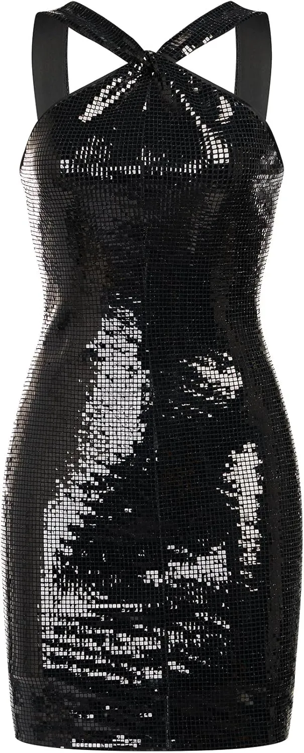HALSTON Women's Tobi Dress in Square Foil