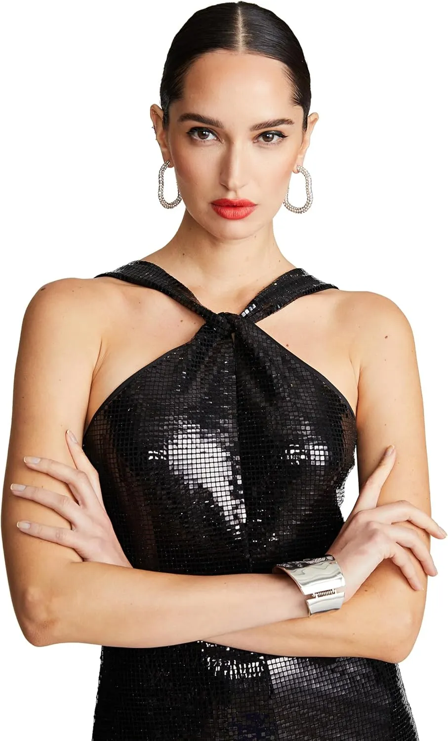 HALSTON Women's Tobi Dress in Square Foil