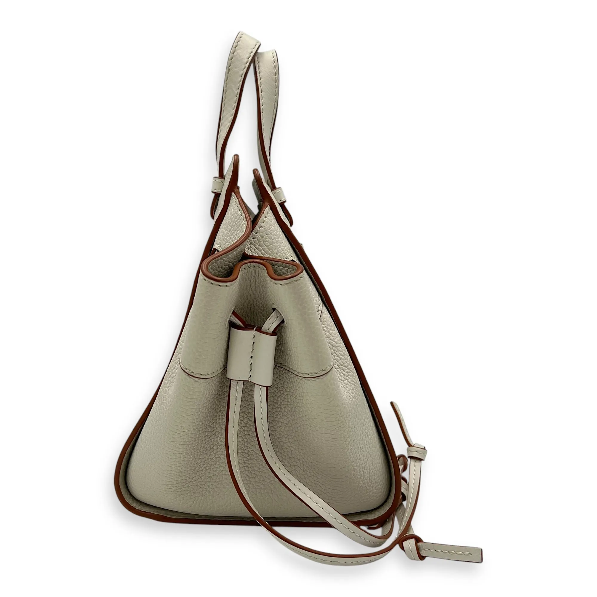 Hammock Crossbody Bag Mini White in Calfskin, Gold hardware