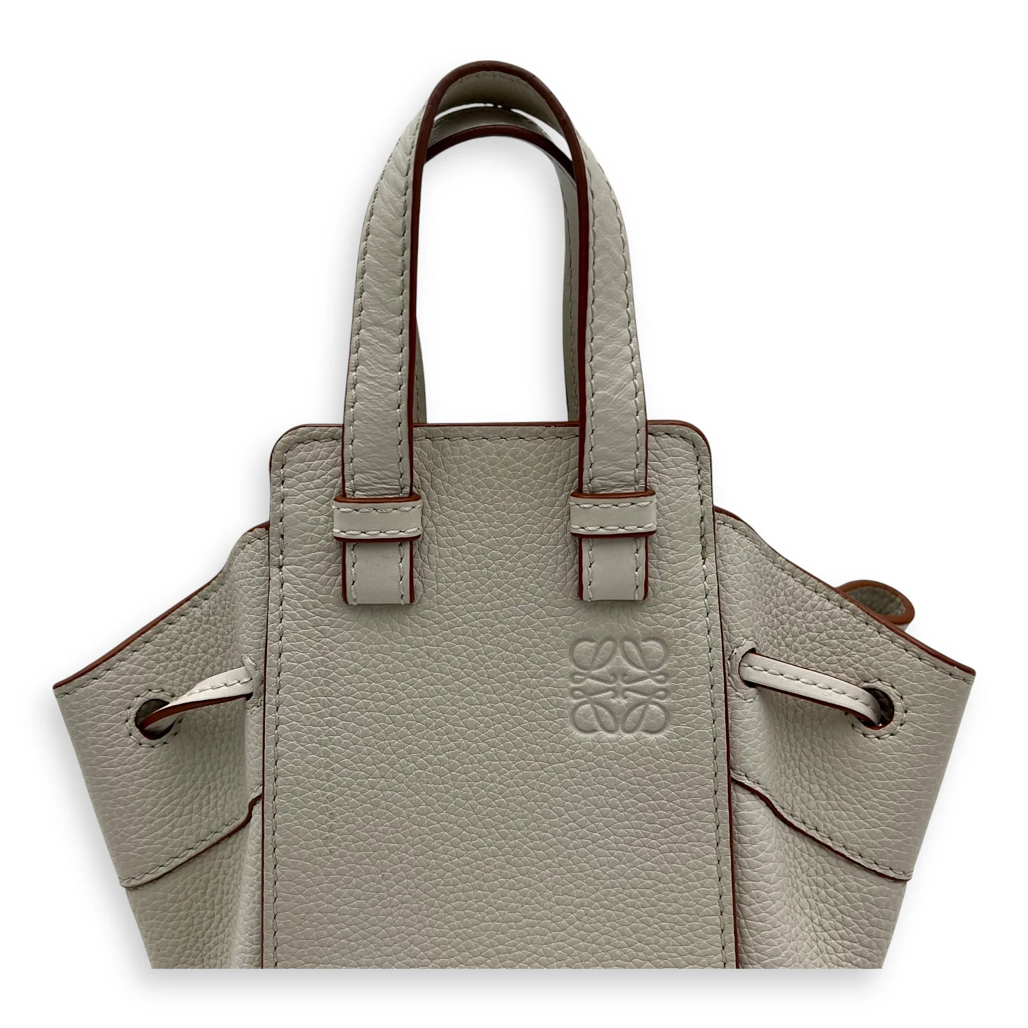 Hammock Crossbody Bag Mini White in Calfskin, Gold hardware