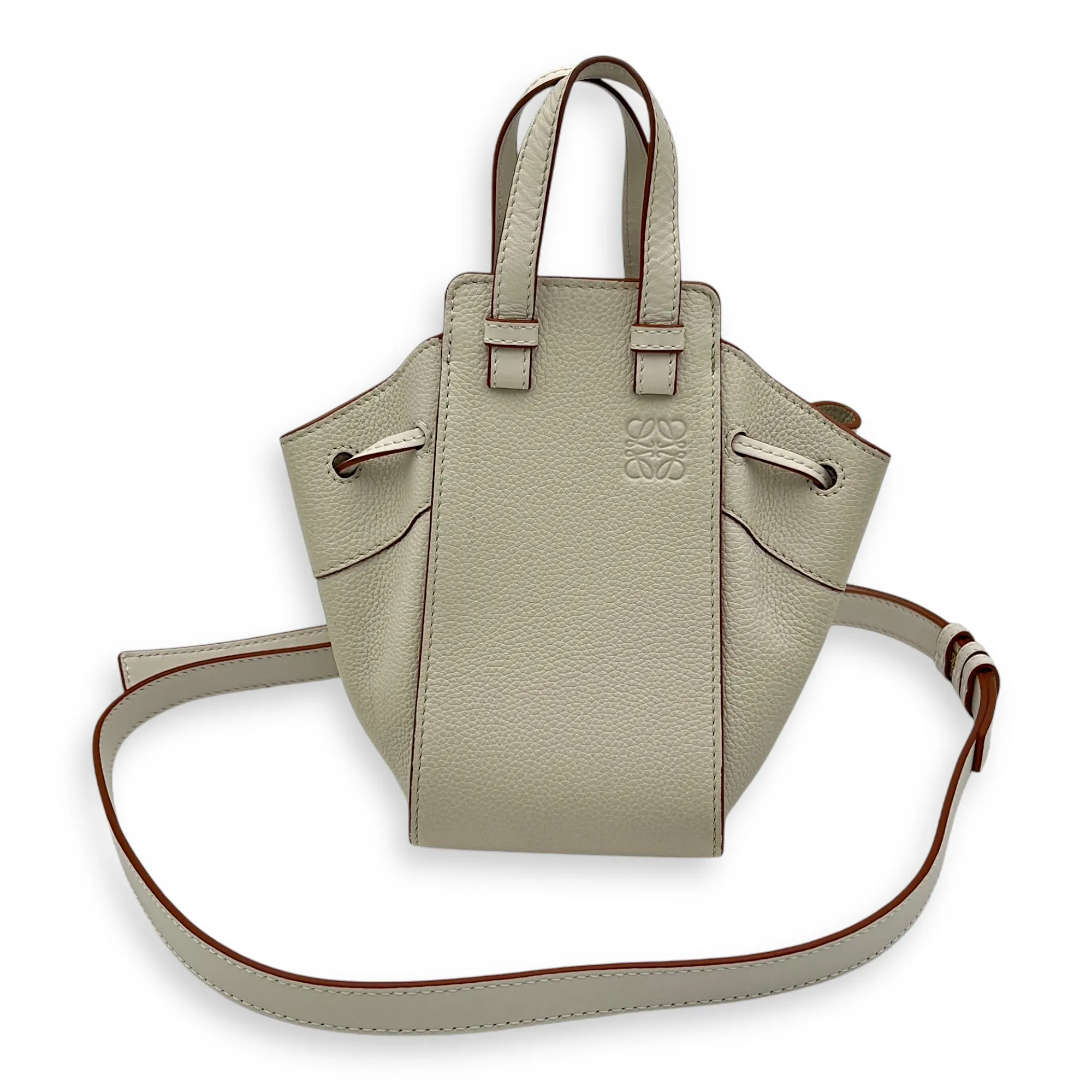 Hammock Crossbody Bag Mini White in Calfskin, Gold hardware