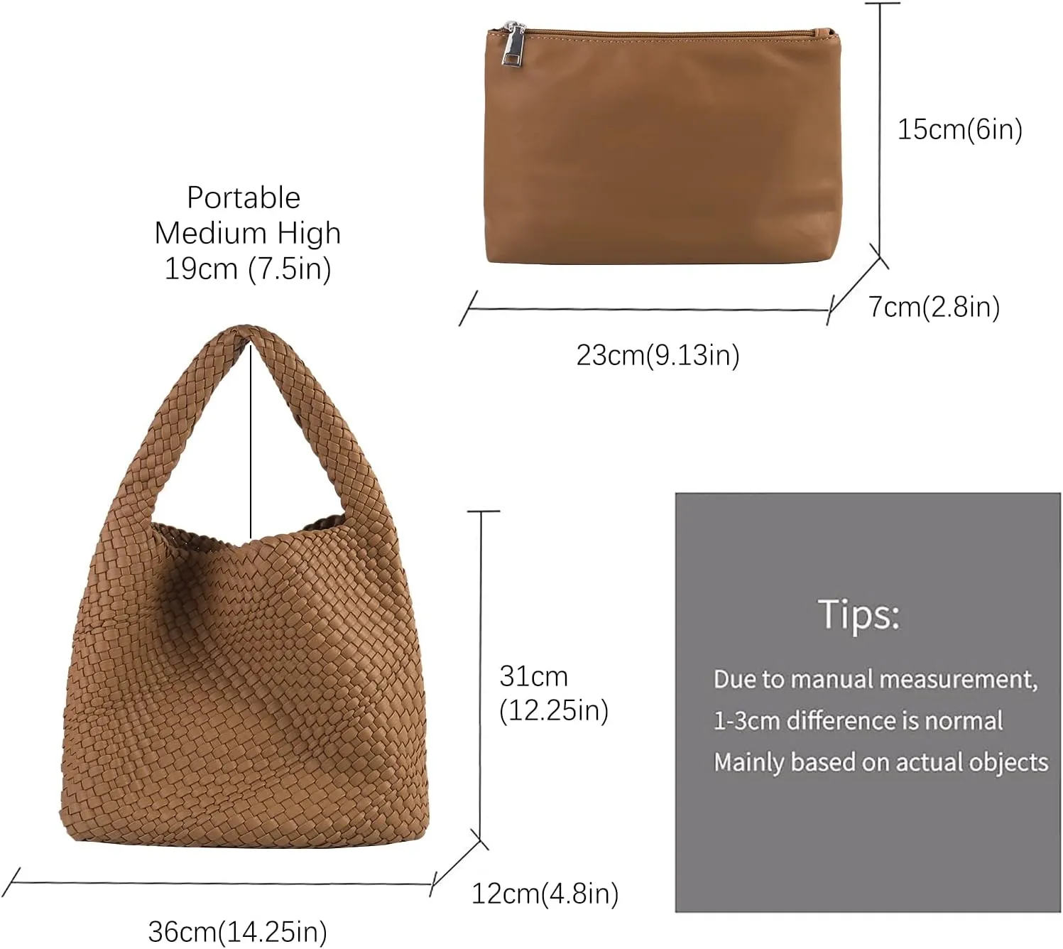 Hand Woven Tote for Women - Vegan Leather Handle Handbag, Travel Shoulder Bag, Hobo and Beach Bag With Purse