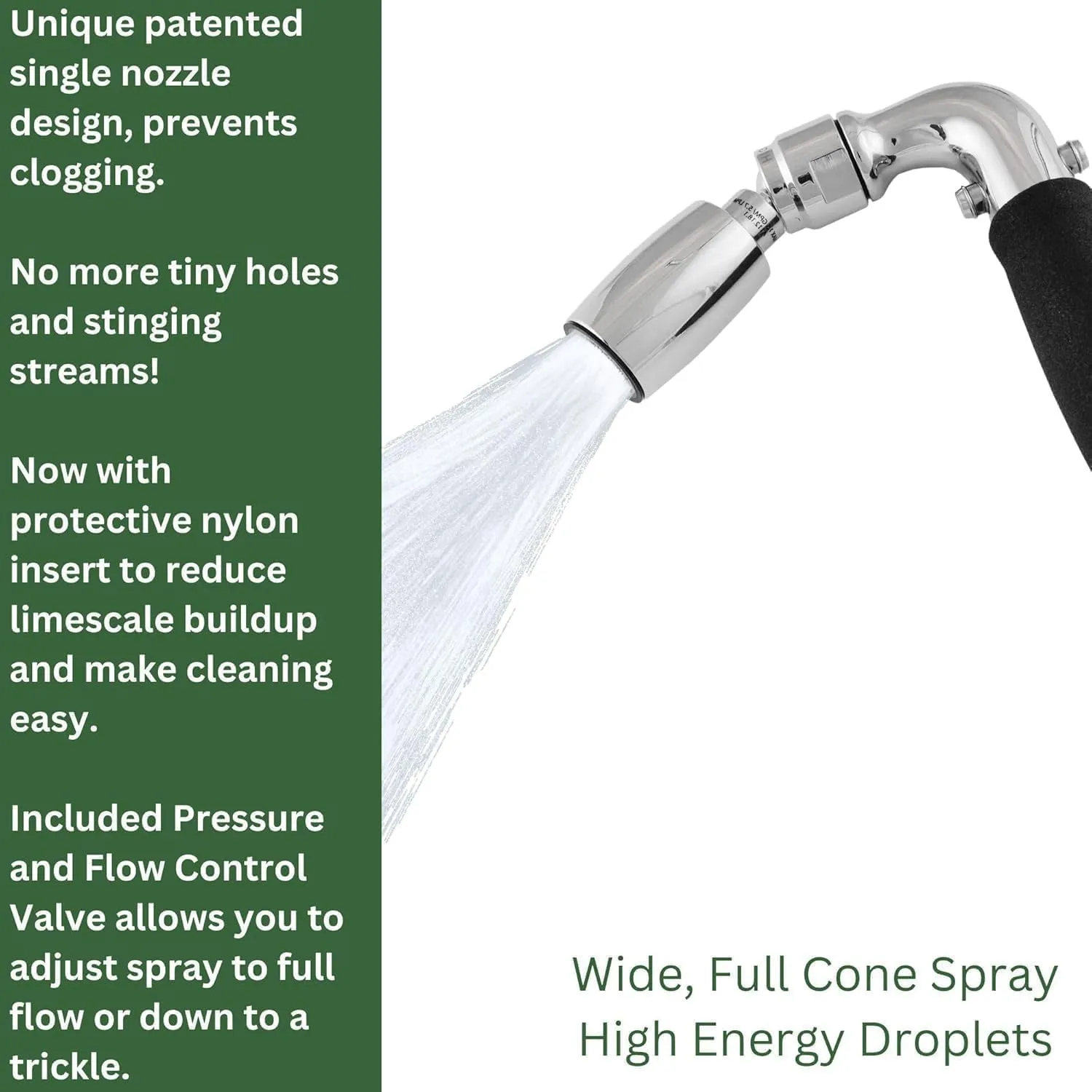 Handheld RV Shower Head with Hose and On Off Switch (Plumbing Code Compliant) - Solid Metal Construction – Includes 72” Metal Hose with Silicone Inner Tube - 1.25 GPM – Chrome