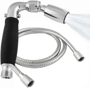 Handheld RV Shower Head with Hose and On Off Switch (Plumbing Code Compliant) - Solid Metal Construction – Includes 72” Metal Hose with Silicone Inner Tube - 1.25 GPM – Chrome